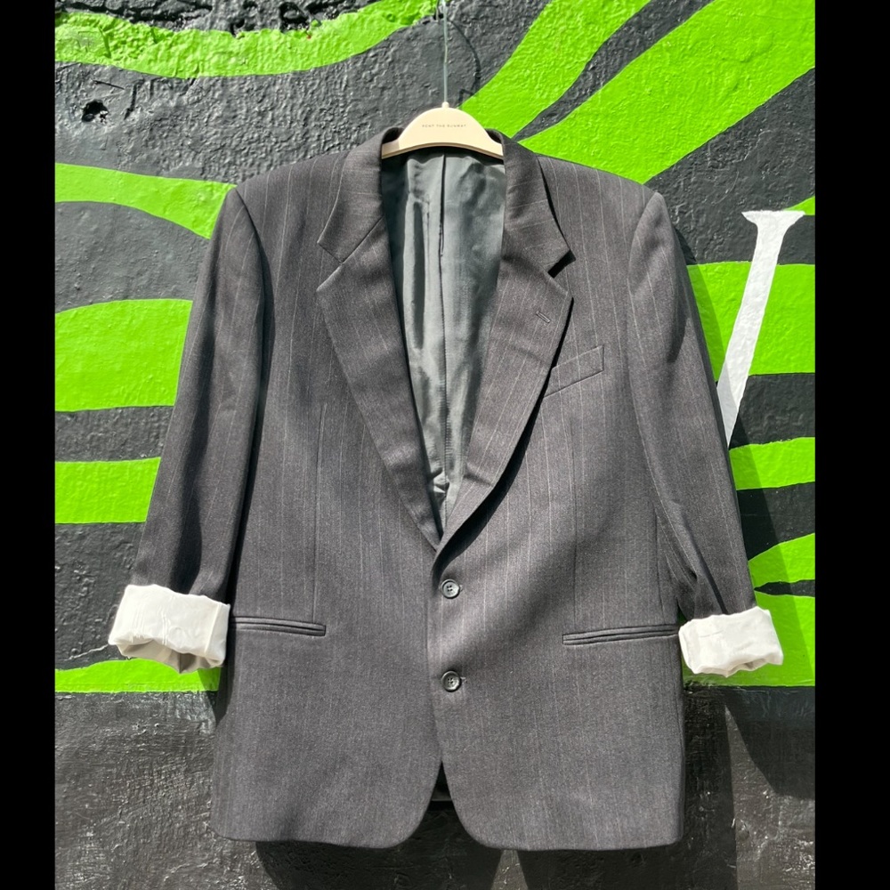 Valentino Uomo 90s Blazer. Gray Pinstripes. Made in Italy.